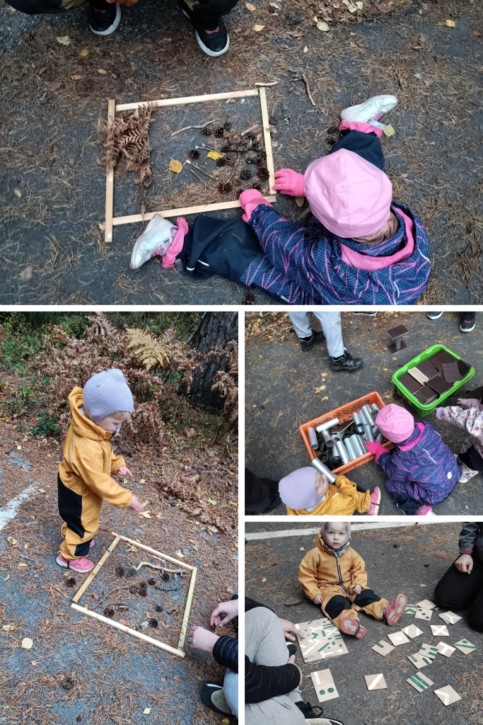 kollaasi lapsista tekemässä ulkopelejä